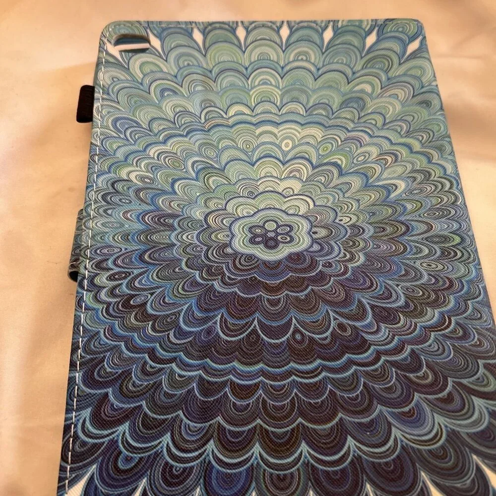 Ipad Tablet Case Cover Protector Turquoise To Dark Blue Geometric Pattern